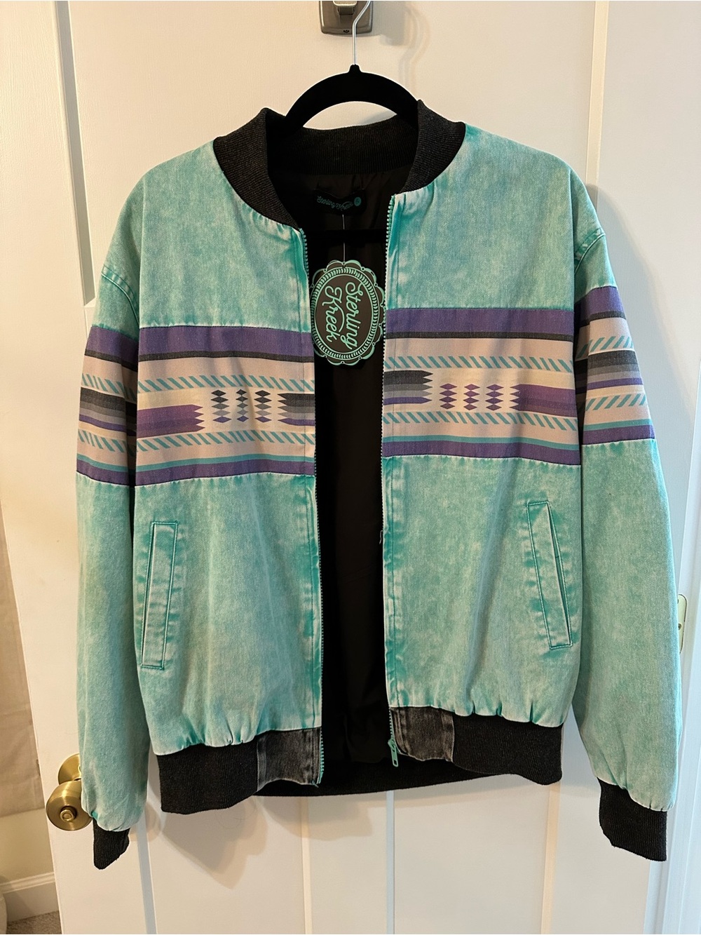 Vintage inspired water brand new with tags Teal Aztec Stripe Bomber Jacket